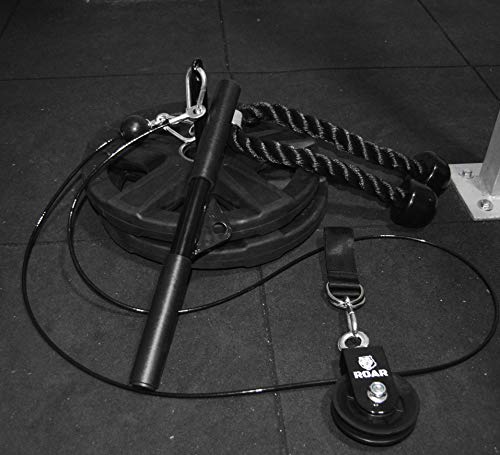 Roar® Poleas Gimnasio para Casa, Polea Gimnasio Gym con Barra Recta y Cuerda Musculación Triceps, Biceps Maquina Gym, Polea Gym, Maquinas Gym, Maquina Gimnasio En Casa. Barra Z Musculación Pesas