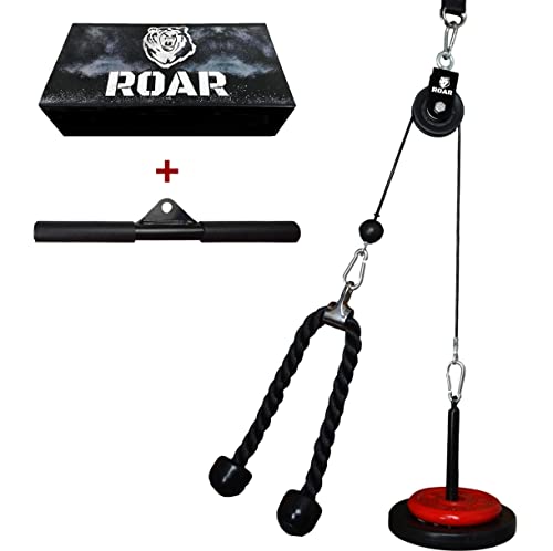 Roar® Poleas Gimnasio para Casa, Polea Gimnasio Gym con Barra Recta y Cuerda Musculación Triceps, Biceps Maquina Gym, Polea Gym, Maquinas Gym, Maquina Gimnasio En Casa. Barra Z Musculación Pesas