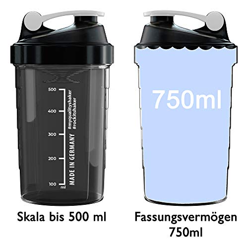 Rockitz Premium Shaker per proteine 500ml - funzione di miscelazione con filtro per infusione - per frullati proteici super cremosi per il fitness, tazza per frullati proteici - Azul | Transparente