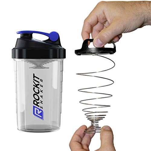 Rockitz Premium Shaker per proteine 500ml - funzione di miscelazione con filtro per infusione - per frullati proteici super cremosi per il fitness, tazza per frullati proteici - Azul | Transparente