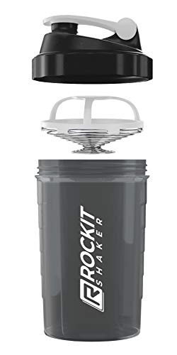 Rockitz Premium Shaker per proteine 500ml - funzione di miscelazione con filtro per infusione - per frullati proteici super cremosi per il fitness, tazza per frullati proteici - Blanco | Negro