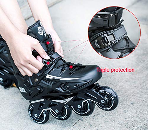 Roller Blades Adultos Hombres Mujeres Zapatos De Skate En Línea Patinaje De Velocidad Profesional CNC Soporte De Engrosamiento De Aleación De Aluminio Tres Capas De Protección,White-40