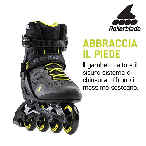 Rollerblade Macroblade 80 - Patines en línea para Hombre, Color Negro y Verde Lima