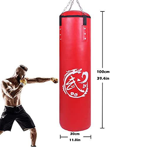 Saco de Boxeo Set para Colgar - Material de Cuero PU, Sacos de Boxeo para Adultos, Artes Marciales, Kickboxing, Muay Thai, Entrenamiento de MMA, Saco de Arena para Boxeo y Fitness (sin Relleno)