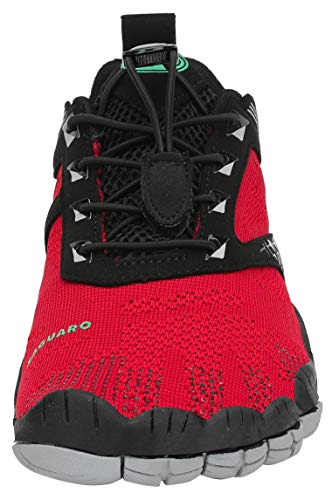 SAGUARO Hombre Mujer Barefoot Zapatillas de Trail Running Escarpines de Deportes Acuaticos Transpirable Calzado Minimalista para Fitness Entrenamiento Gimnasio, Rojo Cereza 45 EU