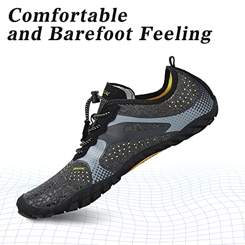 SAGUARO Hombre Mujer Barefoot Zapatillas de Trail Running Minimalistas Zapatillas de Deporte Fitness Gimnasio Caminar Zapatos Descalzos para Correr en Montaña Asfalto Escarpines de Agua, Negro, 40 EU