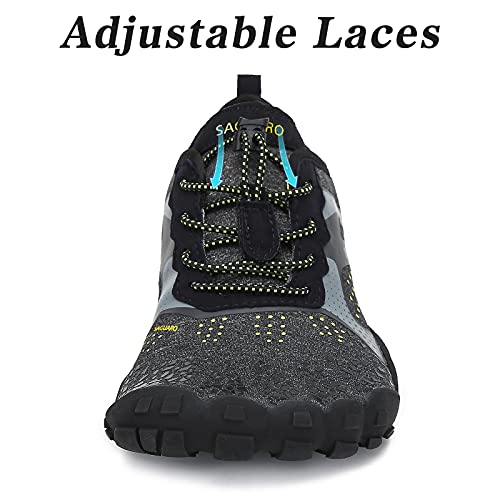 SAGUARO Hombre Mujer Barefoot Zapatillas de Trail Running Minimalistas Zapatillas de Deporte Fitness Gimnasio Caminar Zapatos Descalzos para Correr en Montaña Asfalto Escarpines de Agua, Negro, 40 EU