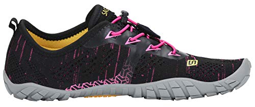 SAGUARO Mujer Zapatos Minimalistas Comodas Respirable Zapatillas de Trail Running Ligeras Calzado Barefoot Antideslizante para Gimnasio Fitness Senderismo Montaña, Rojo 39 EU