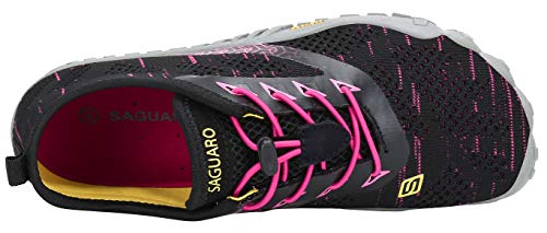 SAGUARO Mujer Zapatos Minimalistas Comodas Respirable Zapatillas de Trail Running Ligeras Calzado Barefoot Antideslizante para Gimnasio Fitness Senderismo Montaña, Rojo 39 EU