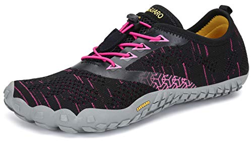 SAGUARO Mujer Zapatos Minimalistas Comodas Respirable Zapatillas de Trail Running Ligeras Calzado Barefoot Antideslizante para Gimnasio Fitness Senderismo Montaña, Rojo 39 EU