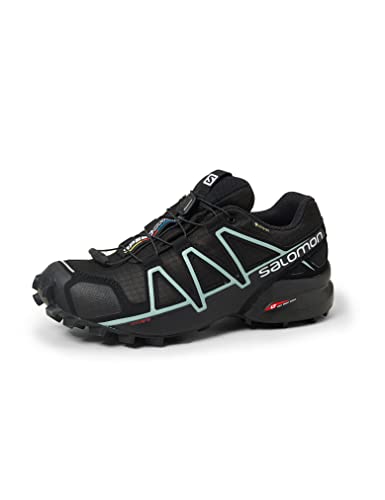 Salomon Speedcross 4 Gore-Tex, Zapatos de Trail Running Mujer, Black/Black/Metallic Bubble Blue, 38 EU