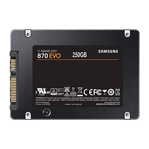 Samsung SSD 870 EVO - Disco duro interno de estado sólido, 250 GB, SATA 560 MB/s, 2,5", Negro