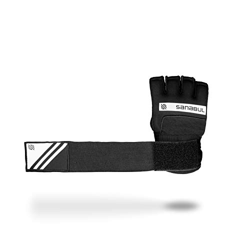 Sanabul Nuevo Gel Envolturas Rápidas para Manos Boxeo Kickboxing MMA Muay Thai (Negro/Blanco, S/M)