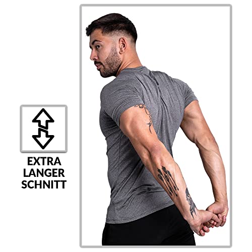 Satire Gym - Camiseta Ajustada Fitness Hombres/Ropa Deportiva de Secado rápido Hombre - Apta como Camiseta de Culturismo y Camiseta de Gimnasio Entrenamientos (Color Caqui Moteado, L)