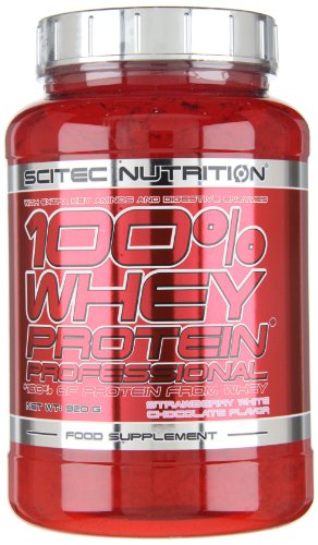 Scitec Nutrition 100% Whey Protein Professional con aminoácidos clave y enzimas digestivas adicionales, sin gluten, 920 g, Fresa-Chocolate blanco