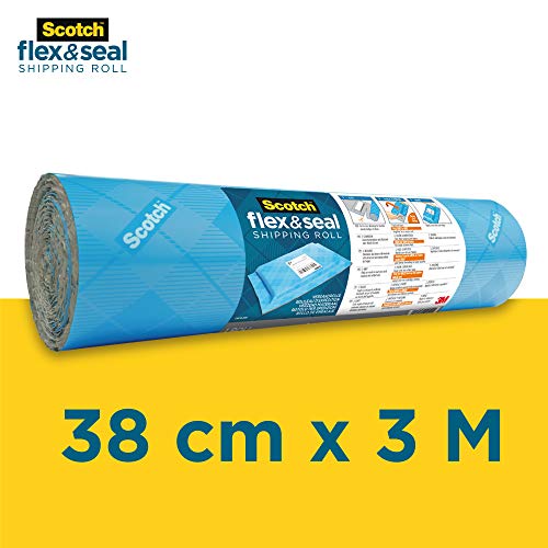 Scotch Flex & Seal Rollo de envío, 38 cm x 3 m - Una alternativa fácil y eficaz a cajas de cartón, sobres acolchados o de polietileno y bolsas de burbujas