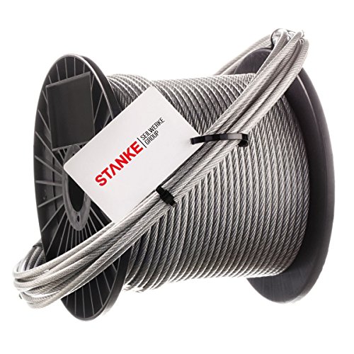 Seilwerk STANKE 1 m Cuerda de Acero Inoxidable en la Capa de PVC 4 mm Cuerda de Acero Inox V4A A4 Cuerda Acero Noble