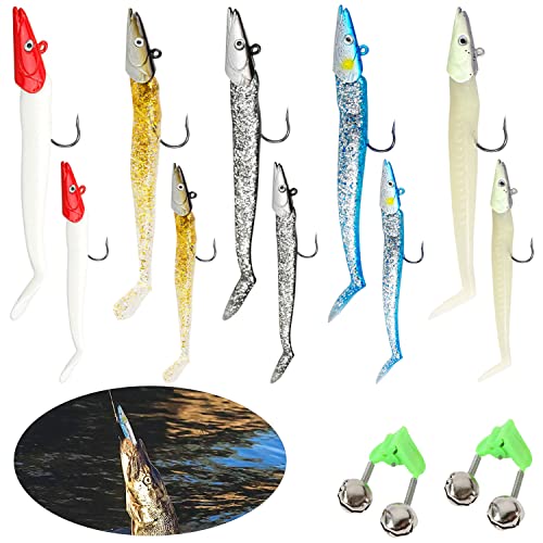 Señuelos Pesca Goma 10PCS Señuelos de Pesca Spinning Cebos Artificiales Kit de Pesca 11/10cm con Caja para Lucio para la Pesca de Agua Salada, Trucha, Perca(10PCS)