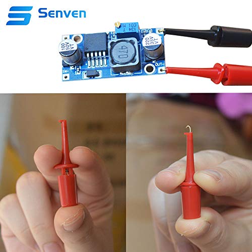 Senven 15pcs Multímetro Cable clip gancho plomo Mini conjunto sonda prueba electrónica, para herramienta de reparación, mini ic sonda grabber, rojo × 3 azul × 3 negro × 3 amarillo × 3 verde × 3.