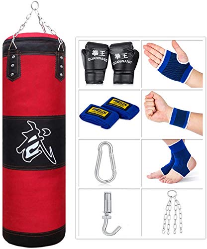 Sfeexun - Sacos de Boxeo para Colgar, Equipo de Boxeo para Gimnasio en Casa con Guantes, Cadena, Gancho de Techo para Entrenamiento Pesado para Adolescentes Y Adultos (Sin Relleno)