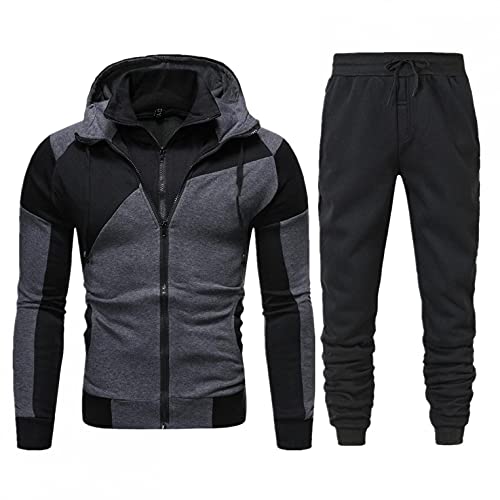 Sheey Chandal Hombre Completo Chandals Hombre Conjunto de Ropa Costura Cremallera Chándal Hombre Completo Traje Deportivo Pantalones Abrigo Chaqueta Jersey para Primavera Otoño Invierno Trabajo