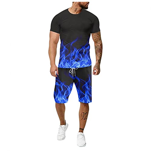 Sheey Verano Conjunto Chandal Hombre Completo Chándal de Futbol Camisas Shirt Manga Corta Camiseta,Impresora España Talla Grande Playa Deportivas Conjunto Deportivo Hombre Vintage Chico