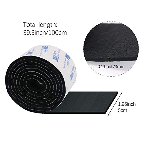 Shintop Cinta adhesiva para muebles, rollo de fieltro protector para manualidades, corte en cualquier forma para proteger tu suelo de madera dura y laminado, 5 x 99 cm (paquete de 2, negro)