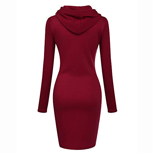 SHOBDW Mujer Liquidación Venta Sudadera con Capucha para de Color sólido Casual Fit Recta Invierno Manga Larga Tops Abrigos Chaqueta Sexy Vestidos Delgados(Rojo,XL)