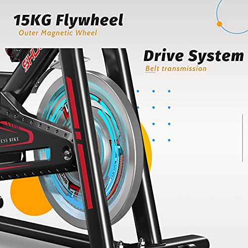 SHUOQI Bicicletas Estaticas Spinning, Bici Indoor, Volante De Inercia De 15 Kg, Adecuado para Principiantes De Menos De 183 cm / 130 kg