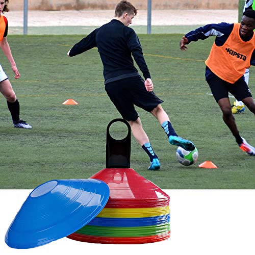 SIMEIXI 50 Conos de Disco para Entrenamiento de fútbol, Conos de Logo, Conos de Disco, Conos de Entrenamiento de Agilidad Multicolor para Entrenamiento de fútbol y Marcado de canchas.