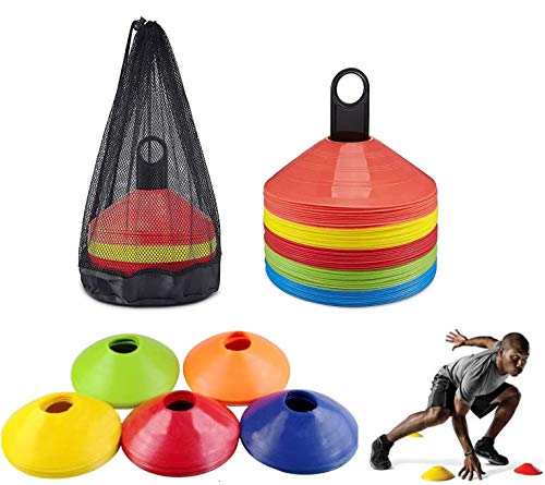 SIMEIXI 50 Conos de Disco para Entrenamiento de fútbol, Conos de Logo, Conos de Disco, Conos de Entrenamiento de Agilidad Multicolor para Entrenamiento de fútbol y Marcado de canchas.