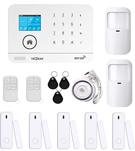 Sistema de Alarma doméstica inalámbrica, TecPeak Kit de Alarma WiFi/gsm con Seguridad Sirena Proporciona un Modo Altamente eficaz para Proteger tu hogar y Oficina