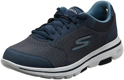 Skechers Performance Go Walk 5-Qualify, Zapatillas Hombre, Multicolor (NVY Black Textile/Synthetic/Black Trim), 45 EU