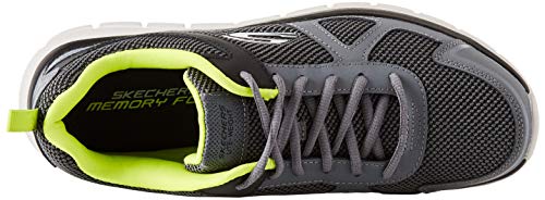 Skechers Track Bucolo, Zapatillas Hombre, Charcoal/Lime, 45 EU