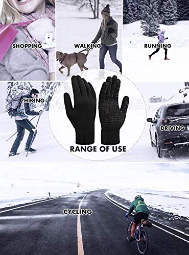 Skevic Guantes de Invierno para Hombre y Mujer, Guantes de Pantalla Táctil a Prueba de Viento Antideslizante para Moto Ciclismo Running Bici Gym Guantes Térmicos Cálidos Clima Frío (Negro, M)