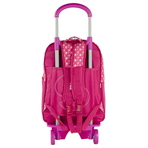 SKPAT - Mochila con Carro Niña Infantil para Colegio Primaria - Mochila Escolar con Ruedas Niña Grande - Resistente y Ligera. Asa Superior y Tiras Acolchadas y Ajustables de Marca SKPAT, Color Fucsia