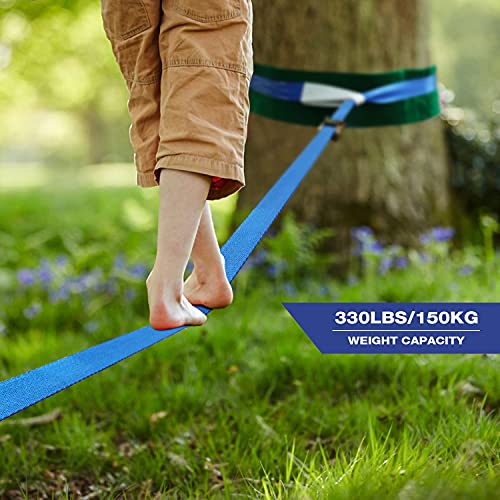 Slackline Kit de Slackline para niños con correa de 15 m y trinquete de protección, ayuda al equilibrio del árbol y bolsa de transporte para niños y principiantes