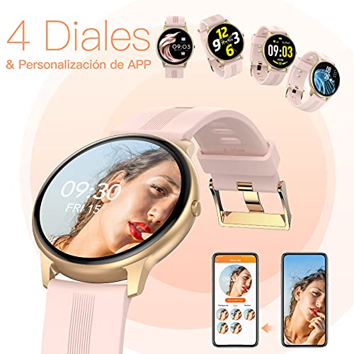 Smartwatch Mujer, AGPTEK LW11 Reloj Inteligente Deportivo 1.3 Pulgadas Táctil Completa IP68, Monitor de Sueño, Seguimiento del Menstrual, Control de Musica, Regalo Navidad