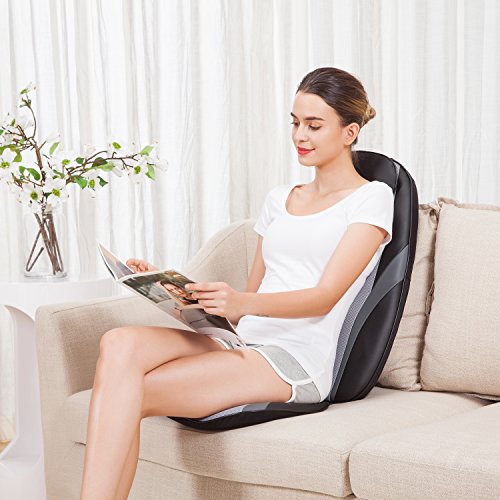 SNAILAX Shiatsu Asiento Masajeador - Masaje de Espalda con Calefacción, Almohadilla para Sillón de Masaje con Calor para Amasar en Casa o Oficina