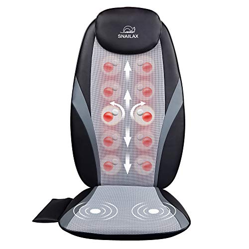 SNAILAX Shiatsu Asiento Masajeador - Masaje de Espalda con Calefacción, Almohadilla para Sillón de Masaje con Calor para Amasar en Casa o Oficina