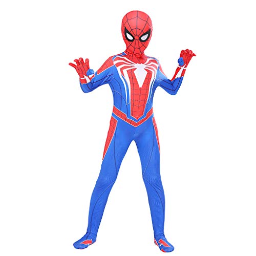 SnowDream Superhéroe Spiderman Disfraces niños Lycra Spandex Halloween Cosplay Zentai araña Verso Millas Morales Body Halloween Cosplay Disfraces Disfraces para niños,130