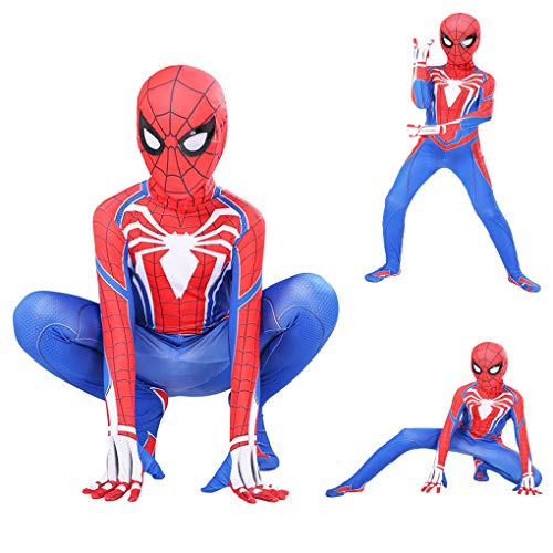 SnowDream Superhéroe Spiderman Disfraces niños Lycra Spandex Halloween Cosplay Zentai araña Verso Millas Morales Body Halloween Cosplay Disfraces Disfraces para niños,130