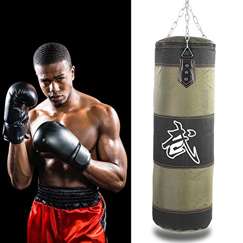 Solomi Saco de Arena, Saco de Arena de Boxeo Colgante Hook, Muay Kickboxing Grappling Artes Marciales Karate Canvas Hollow Training Saco de Boxeo 1 + 7(M-Verde)