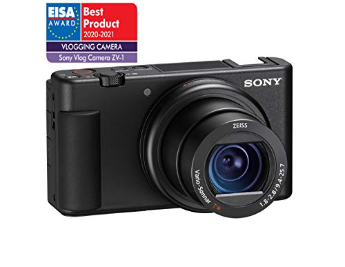 Sony ZV1BDI.EU - Cámara vlogging (Eye AF con Seguimiento a Tiempo Real, detección de Fases, prioridad a rostros en Auto Exposición, para Vlogger, Video 4K, Filtro Piel Suave, Micro direccional) Negro