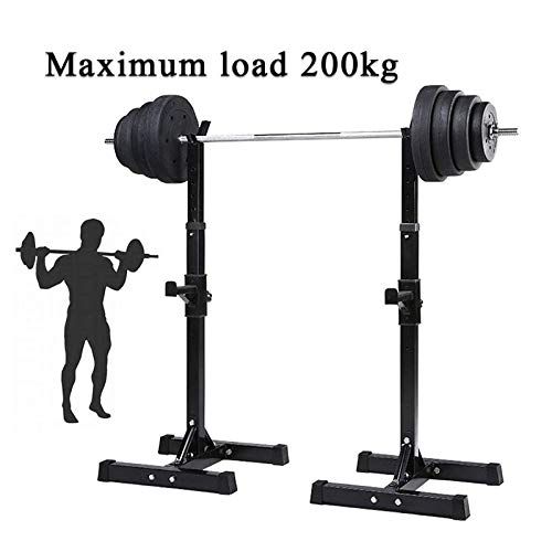 Soporte Estante Ajustable Barra,Aparato para Sentadillas Ajustable Altura 105 a 160 cm, Pesas Gimnasio MAX 200 KG (Negro)