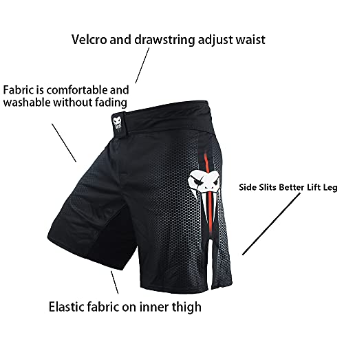 SOTF Pantalones cortos de boxeo para hombres de entrenamiento de lucha de hombres cortos MMA BJJ pantalones cortos No Gi, Negro, X-Large