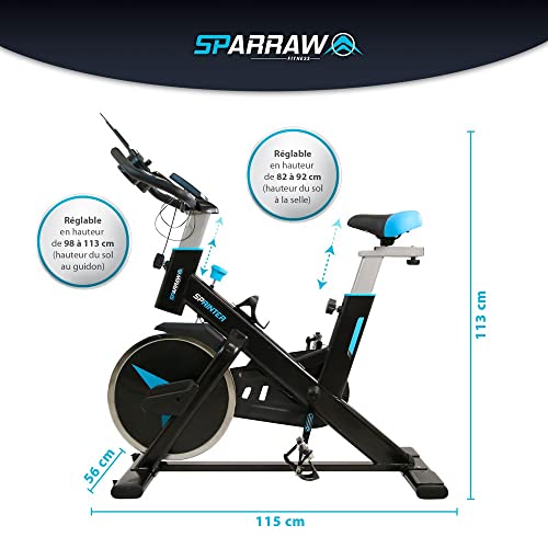 Spinning SPRINTER - Bicicleta estática con rueda de inercia de 13 kg y resistencia manual magnética, cardio y fitness