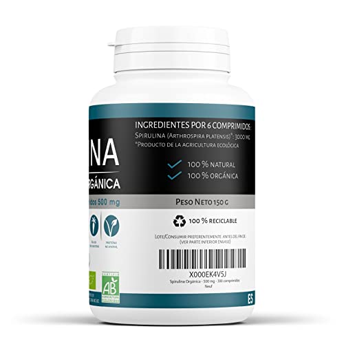 Spirulina orgánica 500mg - 300 comprimidos