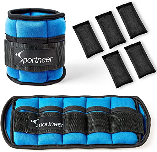 Sportneer Peso para Tobillo, Pesas Ajustables 0,46Kg - 3,2Kg (1 par), 0,23 kg-1,6 kg por Tobillo, Peso Durable para Muñeca con Correa Ajustable para Ejercicio, Ejercicio, Caminar, Footing, Gimnasio