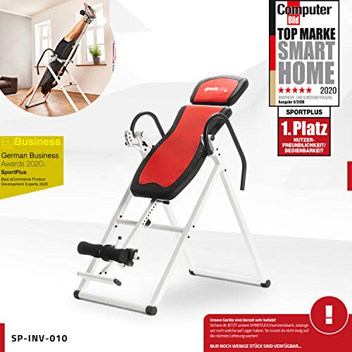 SportPlus banco de inversión plegable, sistema de balance perfecto, entrenador de gravedad, 4 ángulos de inversión, aliviar la columna vertebral, seguridad probada por el TÜV hasta 135 kg, SP-INV-010